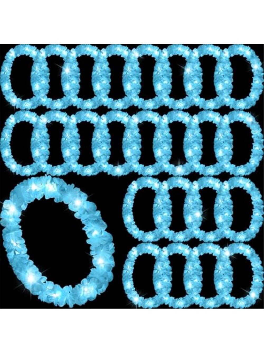 LED Hawaiian Leis Light Up Flower Necklaces Luau Party Decor 24 Pack Set